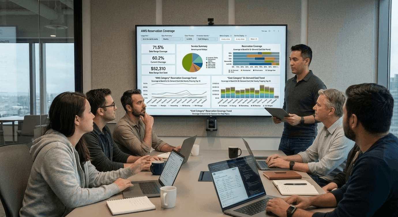 engineeres looking at shared finops dashboard
