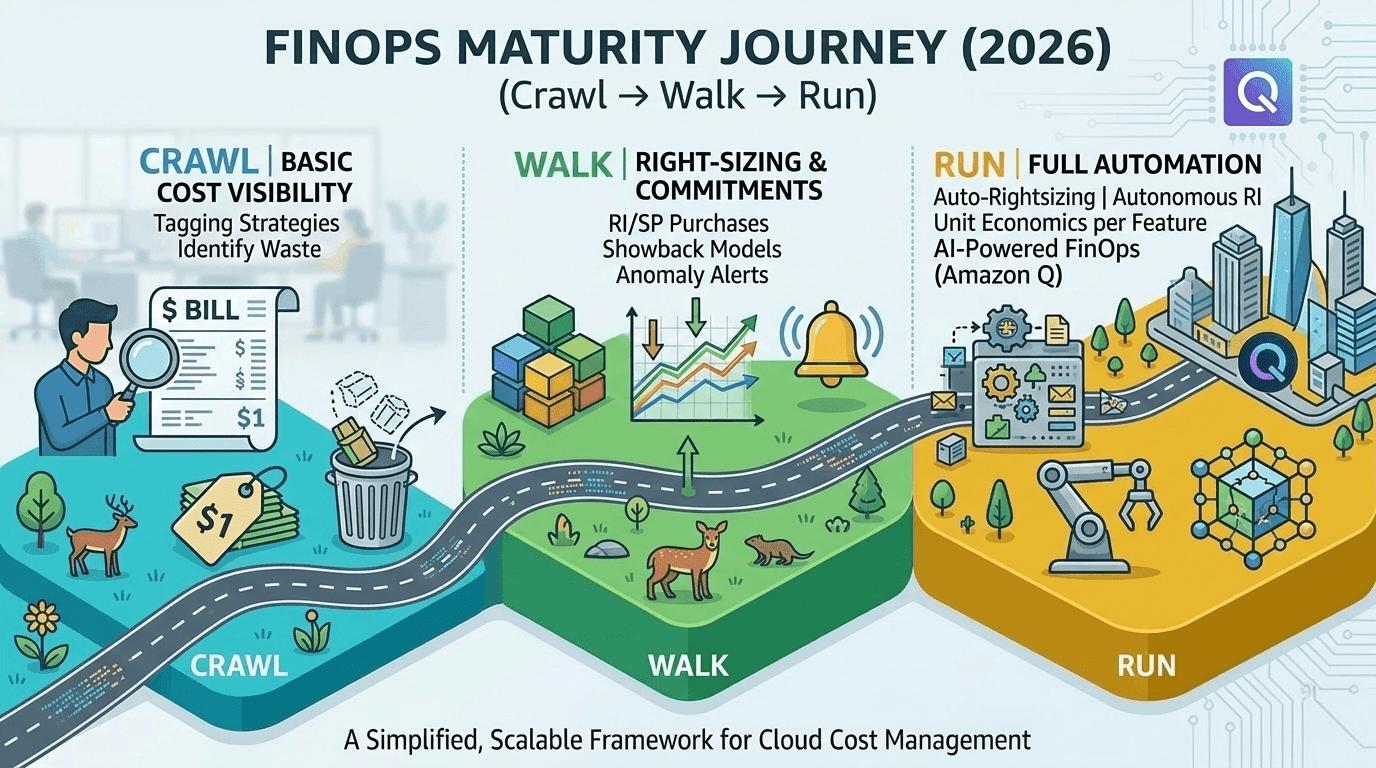 finops maturity model crawl walk run